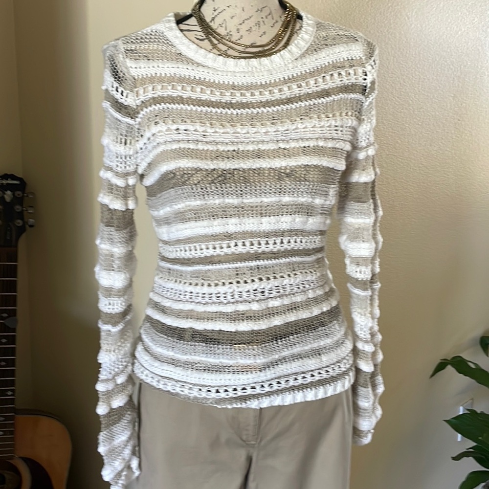 J. Jill Crochet Open Knit Sweater